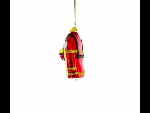 Heroic Fireman Uniform Glass Christmas Ornament