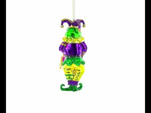 Frog Jester Glass Christmas Ornament