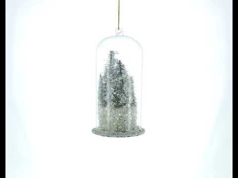 Bear Family in the Woods Glass Christmas Ornament