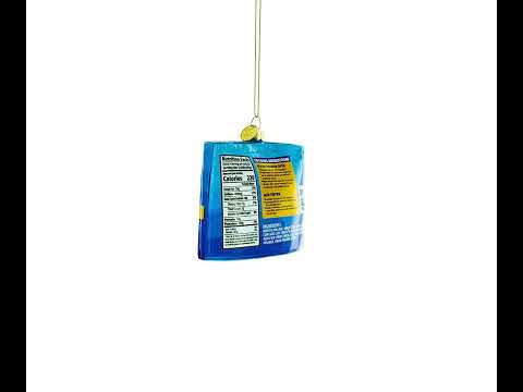 Fish Sticks Frozen Package Blown Glass Christmas Ornament