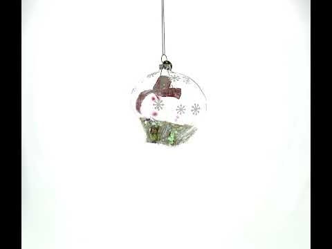 Clear Polar Bear Glass Christmas Ornament