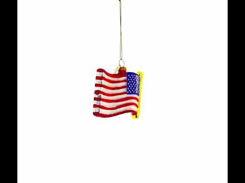 Waving Flag of USA Glass Christmas Ornament