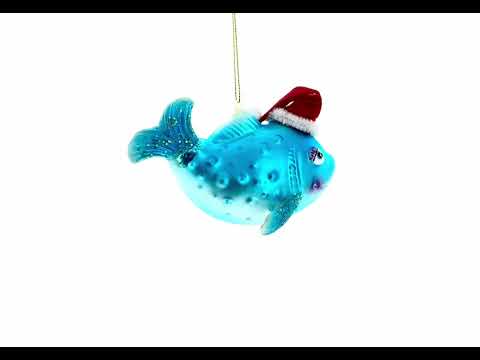 Fisch im Weihnachtsmannhut – Glas-Weihnachtsornament