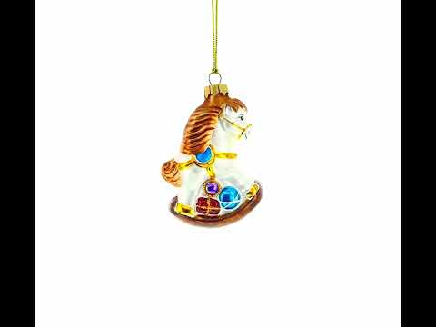 Vintage-Weihnachtsornament aus Glas: Schaukelpferd aus Glas