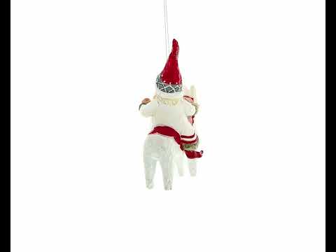 Adorno navideño de cristal de Papá Noel montando a caballo