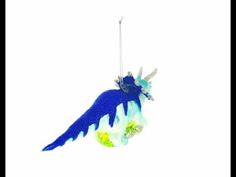 Glittered Dinosaur Glass Christmas Ornament