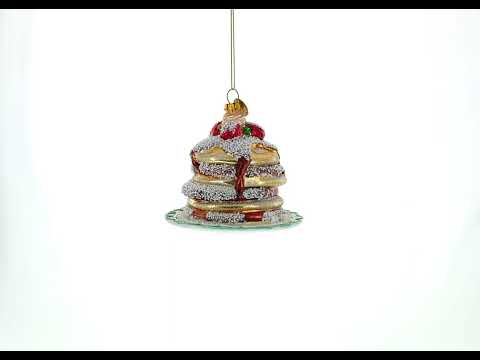 Pancakes with Maple Syrup Glass Christmas Ornament