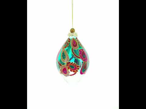 Tropfenförmiger Paisley-Weihnachtsbaumschmuck aus Glas