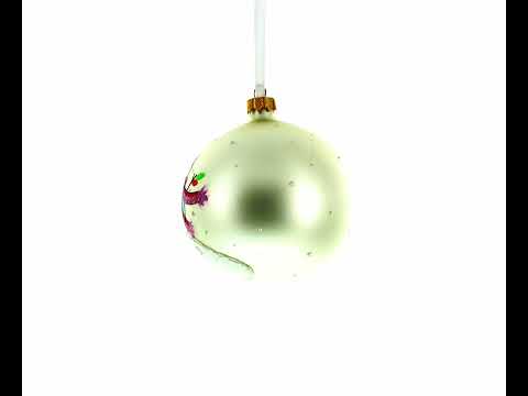 Adorno de bola de cristal soplado "Nuestra primera Navidad", de 4 pulgadas, con texto "A Winter Romance"