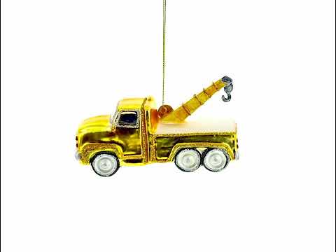 Tow Truck Glass Christmas Ornament