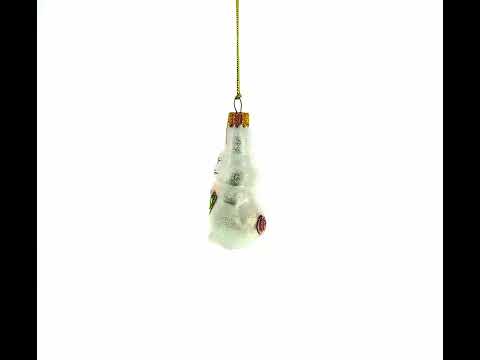 Bunny with Cabbage Glass Christmas Ornament