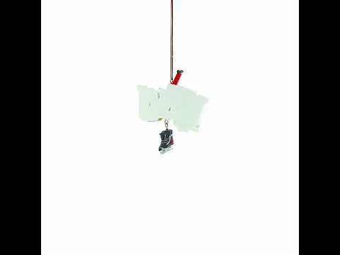 Hockey-Schriftzug mit Schlittschuhen und Schläger – Weihnachtsbaumschmuck aus Kunstharz