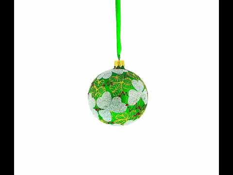 1902 Clover Leaf Royal Green Glass Christmas Ornament 3.25 Inches