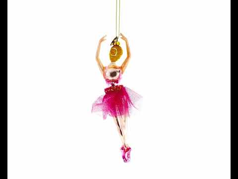 Dancing Ballerina in Pink Dress -Glass Christmas Ornament