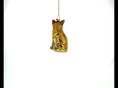 Mother and Baby Fox Glass Christmas Ornament