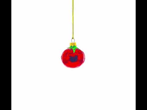 Shiny Tomato Mini Glass Christmas Ornament 2.8 Inches