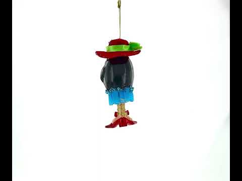 Stylish Penguin Glass Christmas Ornament