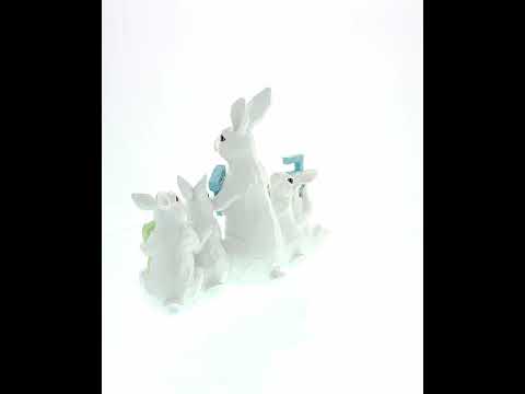 Figura de conejos blancos sosteniendo letras de PASCUA de 12 pulgadas