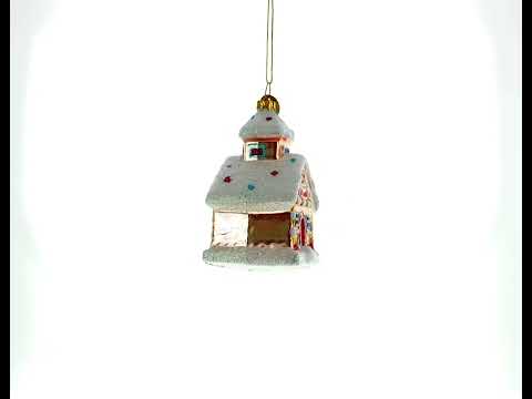 Candy-Coated Gingerbread House Glass Christmas Ornament