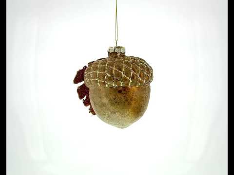 Acorn Rustic Glass Christmas Ornament