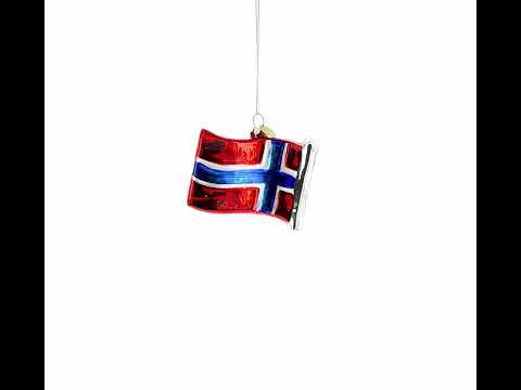 Waving Flag of Norway Glass Christmas Ornament