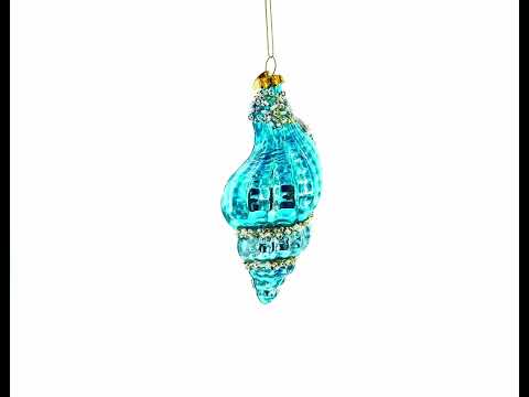 Octopus in Seashell Glass Christmas Ornament