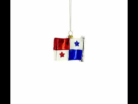 Waving Flag of Panama Glass Christmas Ornament
