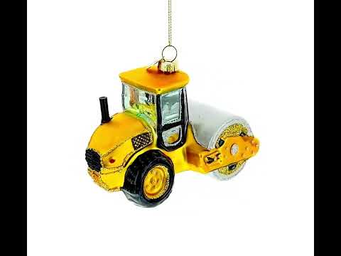 Road Roller Blown Glass Christmas Ornament