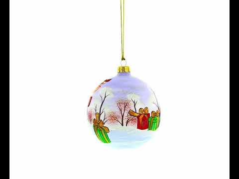 Adorno navideño de bola de cristal de Papá Noel y reno de 4 pulgadas