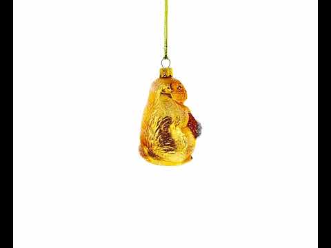 Otter Holding a Log Glass Christmas Ornament