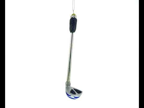 Elegante adorno navideño de vidrio soplado con forma de palo de golf