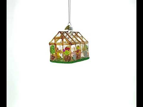 Greenhouse and Gardner Tools Glass Christmas Ornament