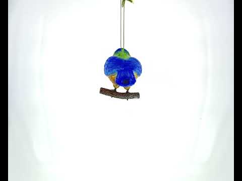 Weihnachtsschmuck aus Glas: Blaumeisen-Winterwald-Motiv