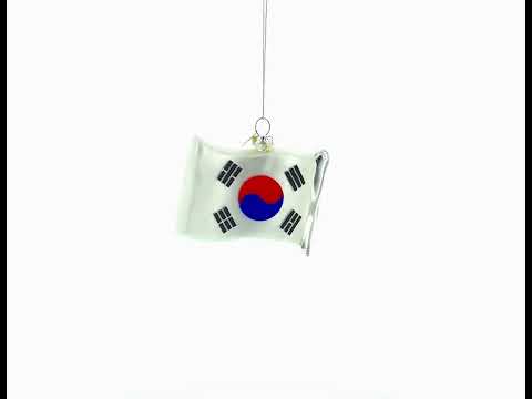 Waving Flag of South Korea Glass Christmas Ornament