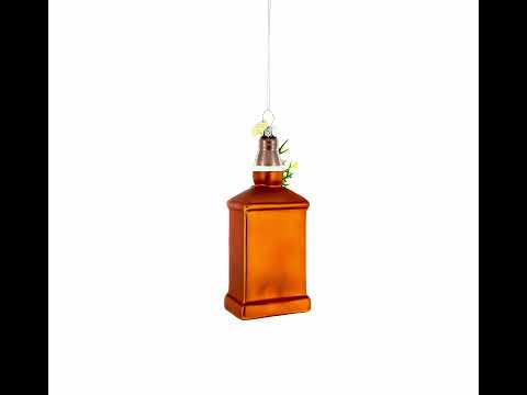 Whiskey Bottle with Holiday Accent Glass Christmas Ornament