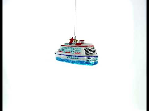 Voyage Aboard a Majestic White Cruise Ship Glass Christmas Ornament