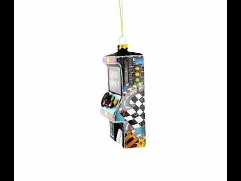 Adorno navideño de cristal con forma de máquina recreativa retro