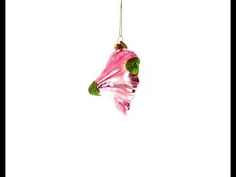 Hummingbird with Hibiscus Glass Christmas Ornament