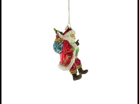 Fröhlicher Weihnachtsmann im roten Mantel – Christbaumschmuck aus Glas