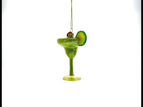 Refreshing Cocktail with Lime Blown Glass Christmas Ornament