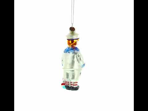 Nautical Sailor Glass Christmas Ornament