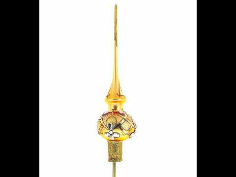Diamanten auf roségoldener Glas-Weihnachtsbaumspitze, 28 cm