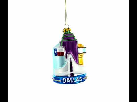 Landmarks of Dallas, Texas Blown Glass Christmas Ornament