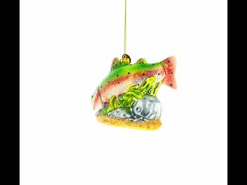 Rainbow Trout Blown Glass Christmas Ornament