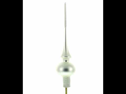 Matte White with Sparkling Top Glass Christmas Tree Topper 11 Inches