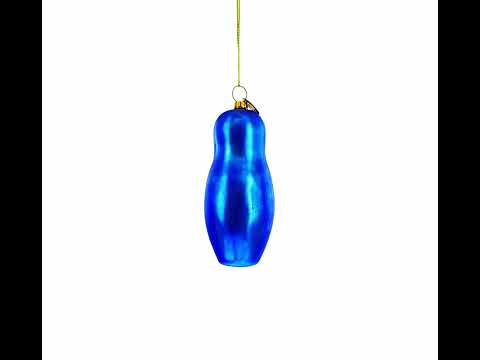 Blue Doll with Flower Glass Christmas Ornament