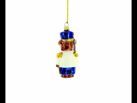 Nutcracker Bear Glass Christmas Ornament