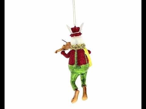 White Rabbit Alice's Adventures in Wonderland Glass Christmas Ornament