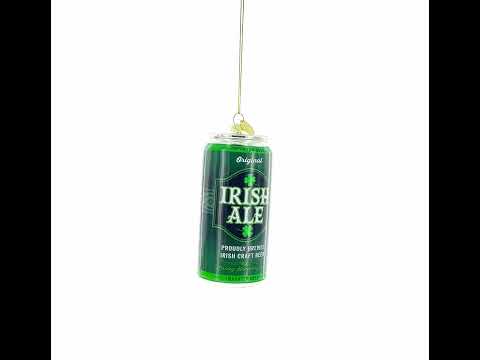 Irish Ale Beer Can Blown Glass Christmas Ornament