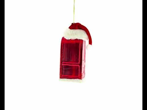 Red Santa Mailbox with Wreath Glass Christmas Ornament